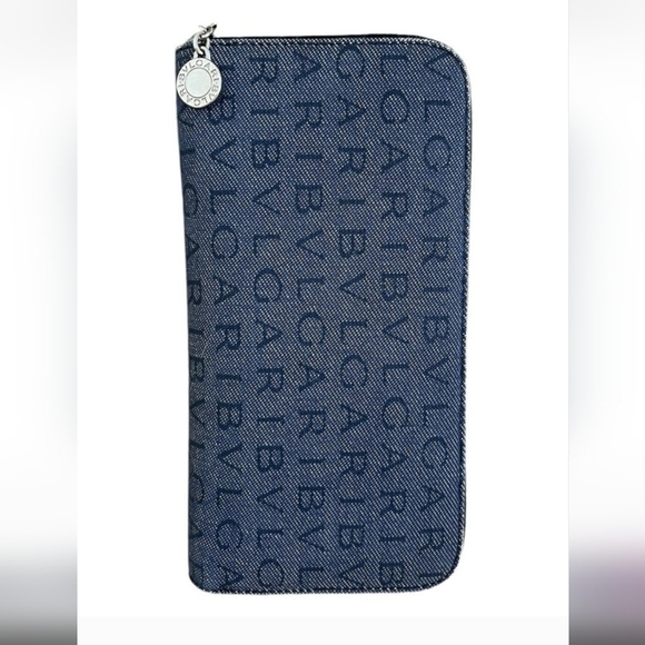 Bvlgari Denim Blue Rettare Logo Mania Zip-Around Wallet - Picture 11 of 12